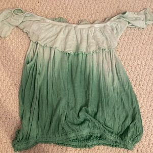 Free people off the shoulder ombré green shirt
